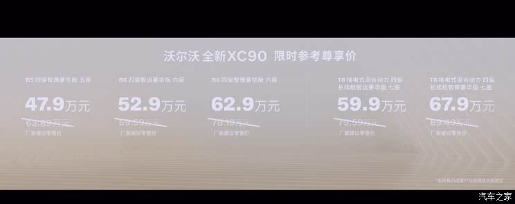 限时售价47.9万元起 提供5/6/7座车型 新款沃尔沃XC90正式上市
